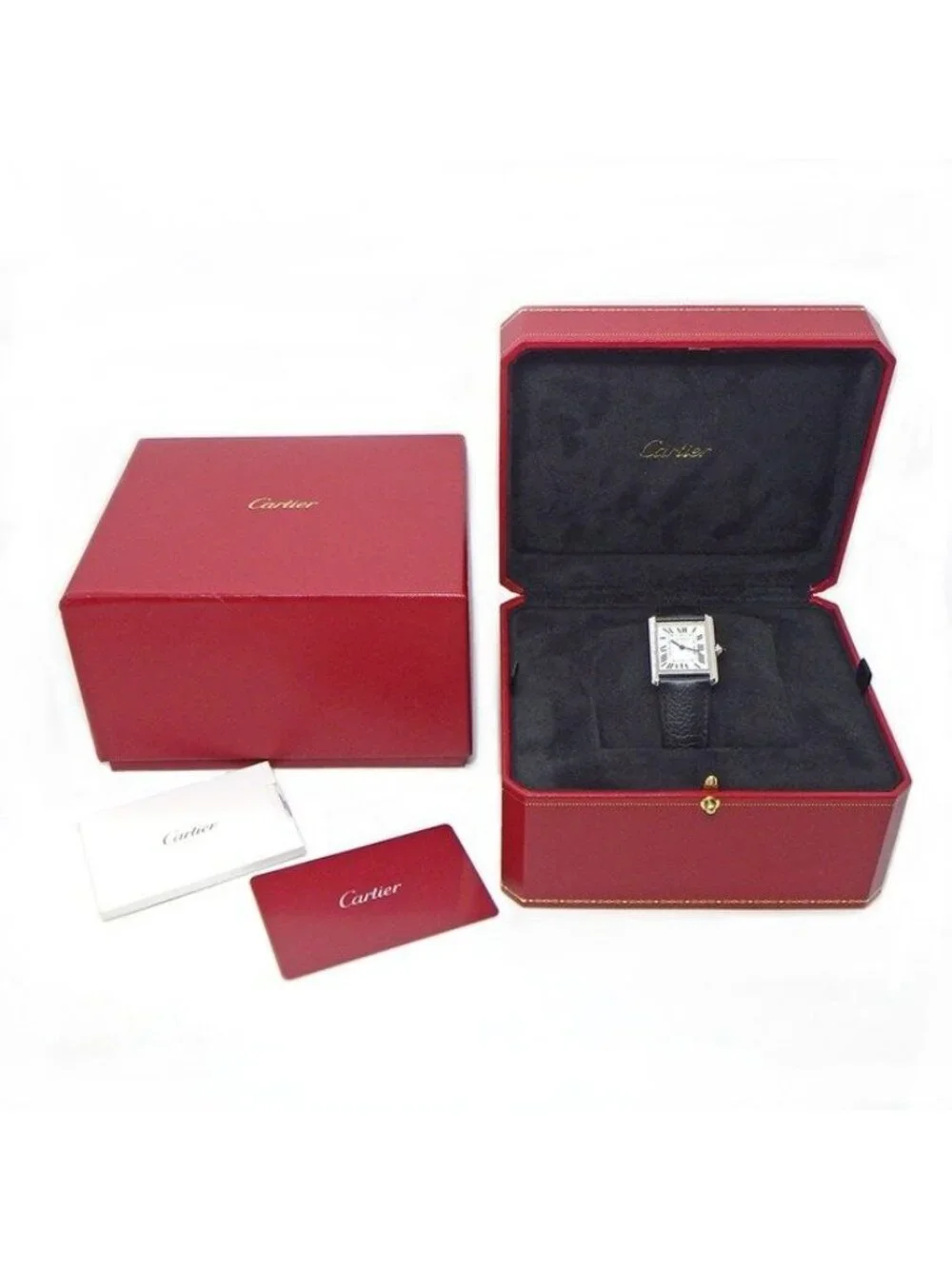 Cartier Watch Tank Must LM Silver Dial Roman Index SS Leather Quartz Analog